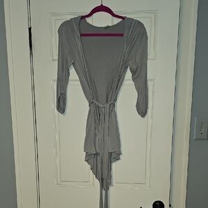 Gray Belted Cardigan